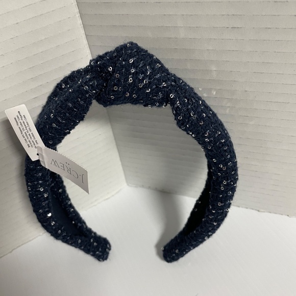 J. Crew Festive Sparkly Knotted Sequin Headband Blue NWT - Picture 2 of 8